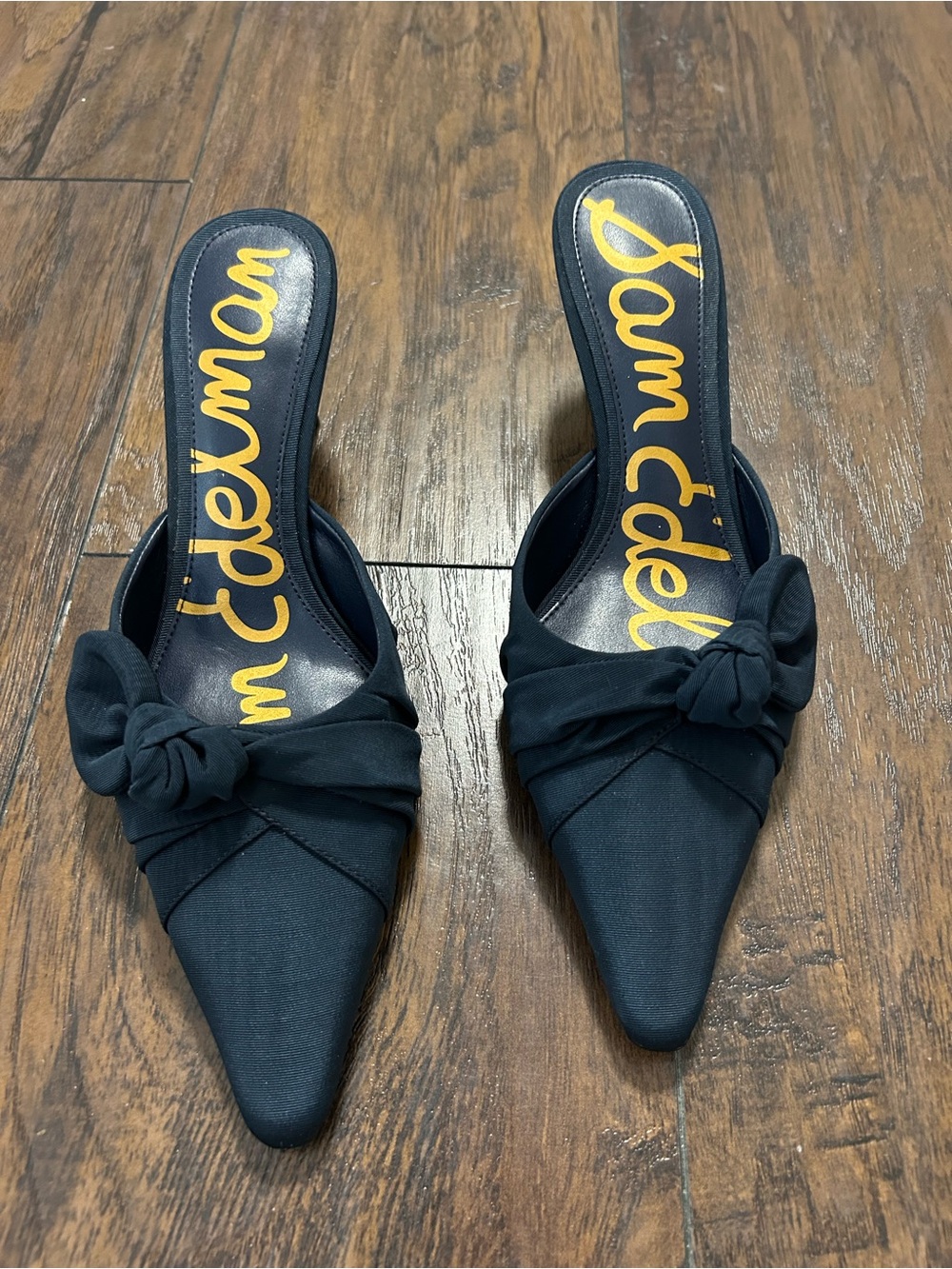 Sam Edelman Black Knotted Pointed Toe Mules